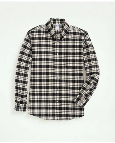 Brooks Brothers Regent Regular-fit Portuguese Flannel Shirt In White,black