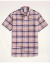 Brooks Brothers Regent Regular-fit Sport Shirt, Short-sleeve Madras In Pink