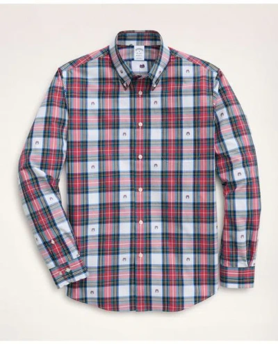 Brooks Brothers Regent Regular-fit Sport Shirt, Twill Button Down Collar Holly Jacquard In Multicolor