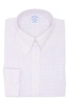 Brooks Brothers Regular Fit Check Non-iron Cotton Button-down Shirt In White