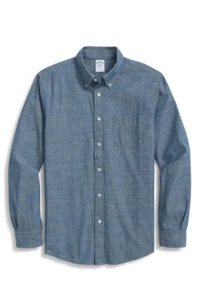 Brooks Brothers Regular Fit Cotton Chambray Button-down Shirt In Blue