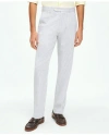 Brooks Brothers Regular Fit Cotton Seersucker Pants In Classic Stripe In Blue,ivory