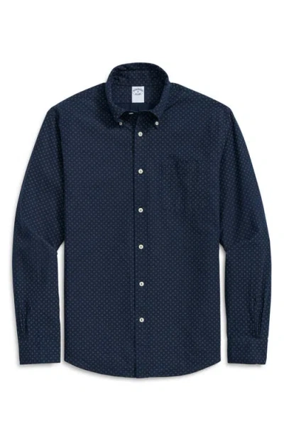 Brooks Brothers Regular Fit Dot Print Button-down Shirt In Indigo