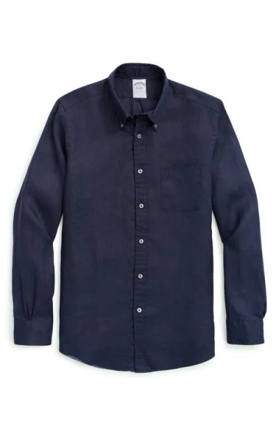 Brooks Brothers Irish Linen Sport Shirt In Navy
