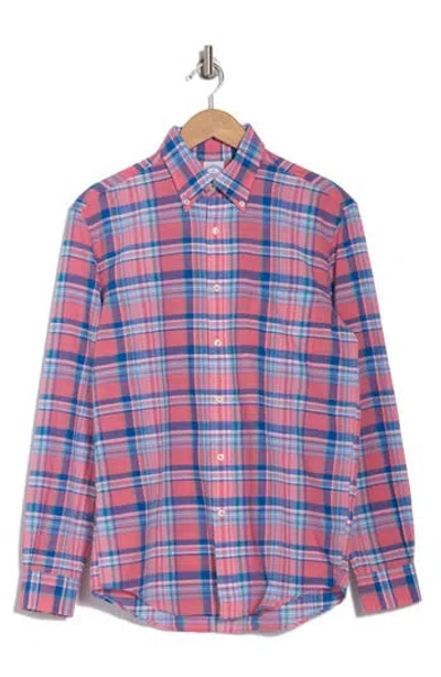 Brooks Brothers Regular Fit Madras Plaid Button-down Shirt In Pink Lemonade