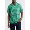 Brooks Brothers Regular Fit Palm Leaf Print Cotton Poplin Camp Shirt In Green