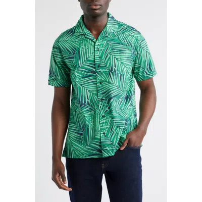Brooks Brothers Regular Fit Palm Leaf Print Cotton Poplin Camp Shirt In Green