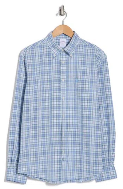 Brooks Brothers Regular Fit Plaid Cotton Button-down Shirt In Aqua Tartan
