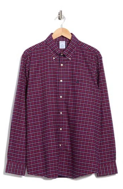 Brooks Brothers Regular Fit Plaid Non-iron Stretch Cotton Oxford Button-down Shirt