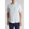 Brooks Brothers Regular Fit Short Sleeve Linen Button-down Shirt In Turquoise/aqua
