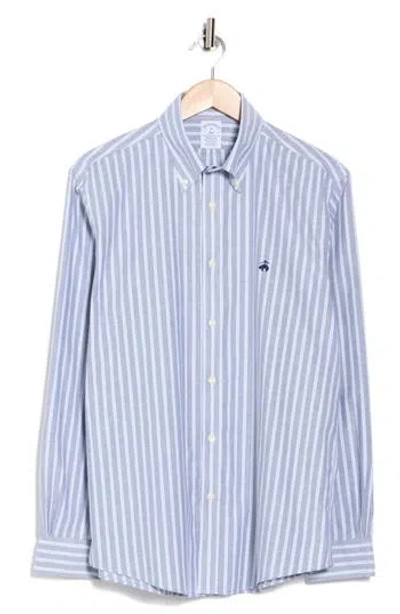 Brooks Brothers Regular Fit Stripe Stretch Button-down Shirt In Navyoutinestp