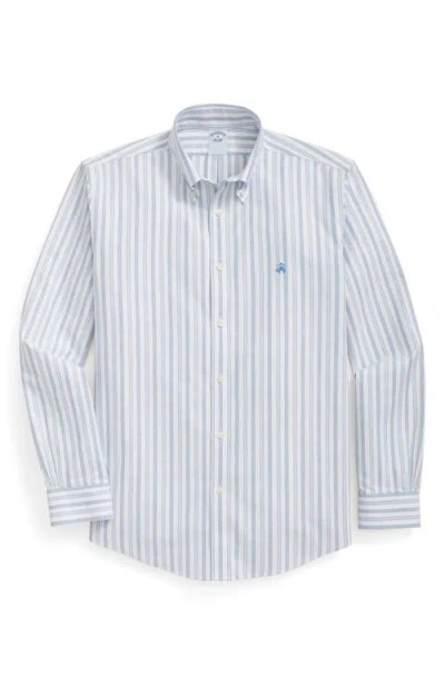 Brooks Brothers Regular Fit Stripe Stretch Cotton Button-down Oxford Shirt In Blue