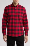 Brooks Brothers Big & Tall Portuguese Flannel Polo Button Down Collar, Plaid Shirt In Red Buffalo