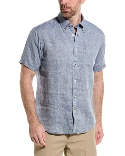 Brooks Brothers Regular Linen Shirt In Blue