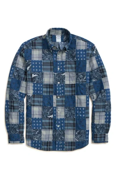 Brooks Brothers Regular Madras Patchwork Cotton Button-down Shirt In Navymulti