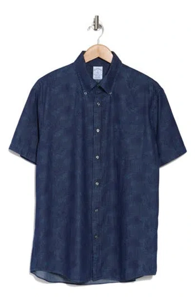 Brooks Brothers Regular Short Sleeve Cotton Button-down Shirt In Darkblues