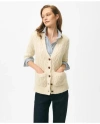 Brooks Brothers Relaxed Aran Knit Cardigan In Alpaca Blend Sweater In Cream