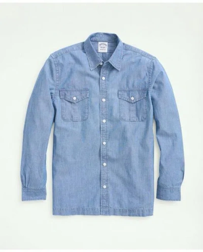 Brooks Brothers Relaxed Cotton Chambray Military Shirt