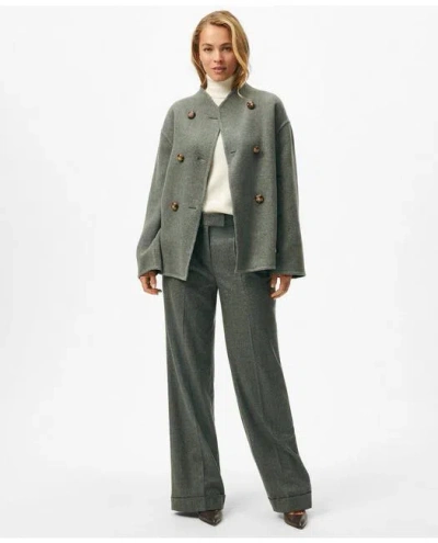 Brooks Brothers Relaxed Double-breasted Jacket In Double-faced Wool In Grey