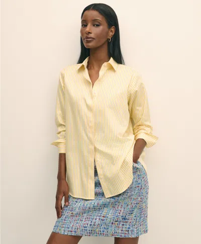 Brooks Brothers Relaxed Fit Cotton Satin Striped Shirt