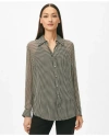 Brooks Brothers Relaxed Houndstooth Blouse In Chiffon With Removable Camisole In Black