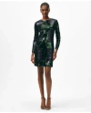 Brooks Brothers Relaxed Shift Dress In Sequined Black Watch Motif In Navy/green