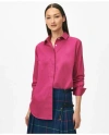 Brooks Brothers Relaxed Shirt In Cotton Sateen In Pink