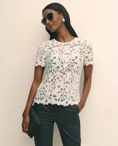 Brooks Brothers Relaxed Short-sleeve Semi-sheer Lace Top In Multi