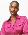 Brooks Brothers Relaxed Utility Blouse In Silk In Fuchsia