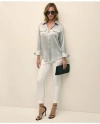 Brooks Brothers Relaxed Utility Blouse In Washable Silk In Light Grey