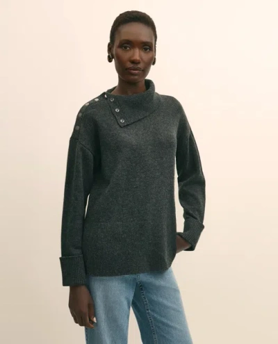 Brooks Brothers Relaxed Wool-blend Foldover Snap Collar Sweater In Green