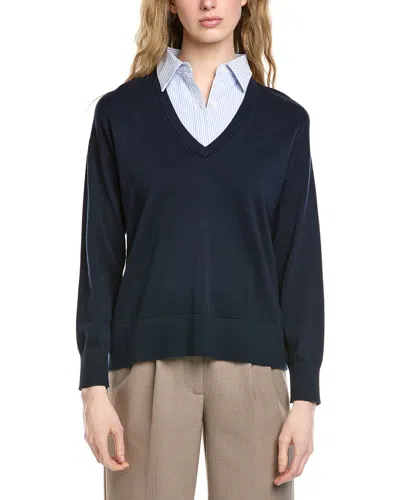 Brooks Brothers Removable Striped Collar Sweater In Transparent