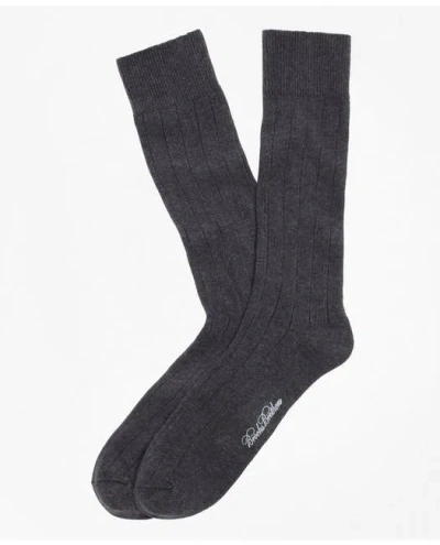 Brooks Brothers Ribbed Crew Socks | Charcoal In Gray
