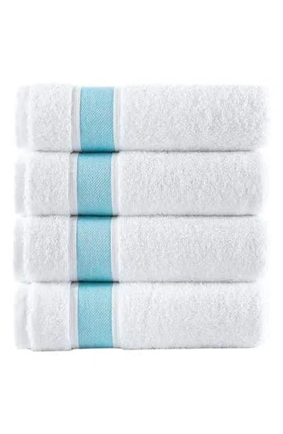 Brooks Brothers Robe Stripe 4-pack Turkish Cotton Bath Towels In Sea Glass