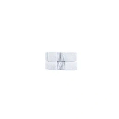 Brooks Brothers Rope Stripe Border 2 Pcs Wash Towels In Anthracite