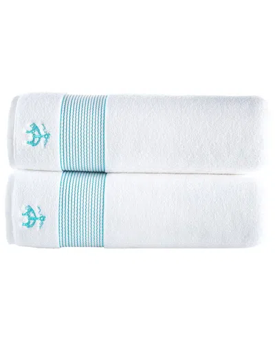 BROOKS BROTHERS BROOKS BROTHERS ROPE STRIPE BORDER 2PC BATH SHEETS