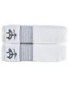 Brooks Brothers Rope Stripe Border 2pc Hand Towels In Silver