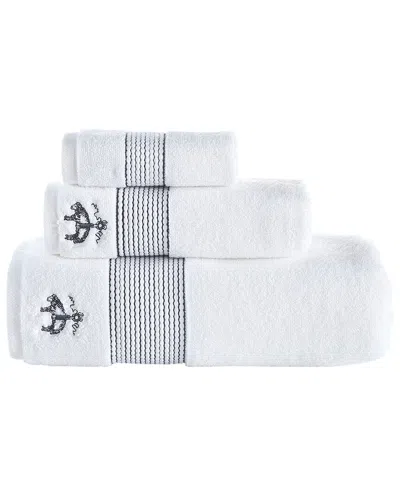 Brooks Brothers Rope Stripe Border 3pc Towel Set In Silver