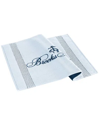 Brooks Brothers Rope Stripe Border Bath Mat In White