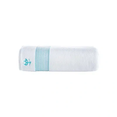 Brooks Brothers Rope Stripe Border Bath Sheet In Sea Glass