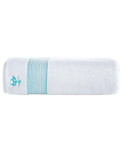 Brooks Brothers Rope Stripe Border Bath Towel In White