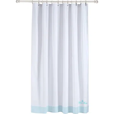 Brooks Brothers Rope Stripe Border Shower Curtain In Sea Glass