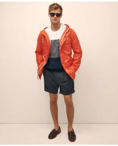 Brooks Brothers Rubberized Hooded Raincoat In Orange