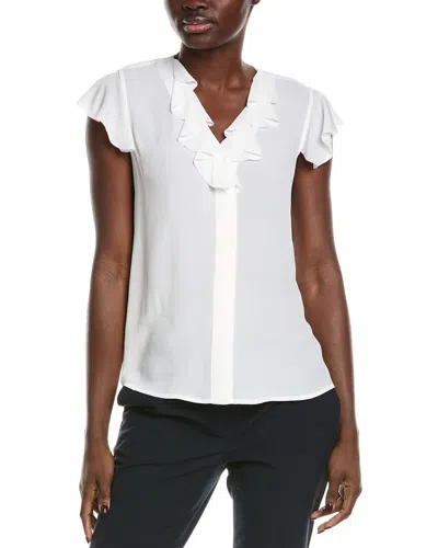 Brooks Brothers Ruffle Blouse In White