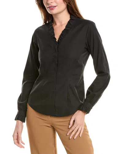 Brooks Brothers Fitted Non-iron Stretch Supima Cotton Ruffle Dress Shirt In Black