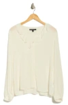 Brooks Brothers Ruffle Trim Crepe Button-up Top In White