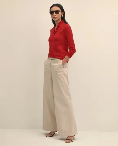 Brooks Brothers Ruffle V-neck Long-sleeve Top In Red