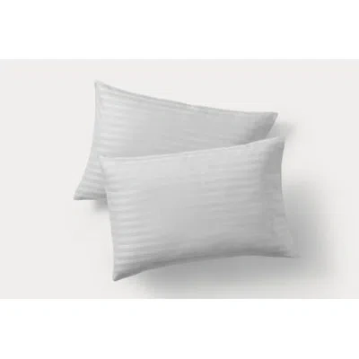 Brooks Brothers Satin Stripe 2 Piece Sateen Guest Room Pillowcase Case Pack In Gray
