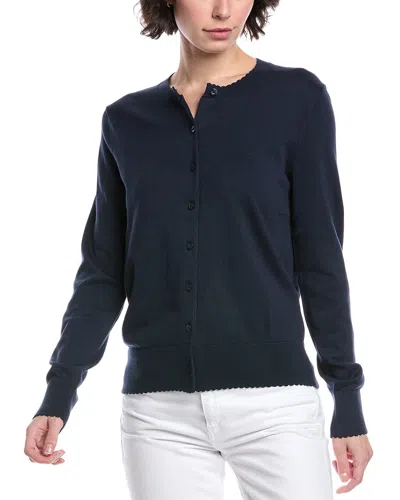 Brooks Brothers Scallop Cardigan In Blue