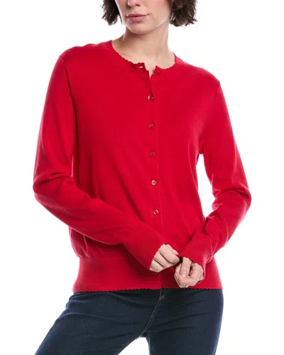 Brooks Brothers Scallop Cardigan In Red